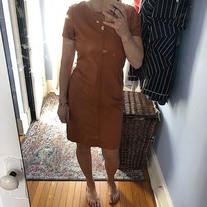 Brown faux leather dress